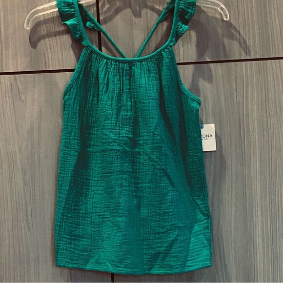 Arizona Jean Company Other - Arizona Green Gauze Ruffle Strap Tank XL 16 Youth NWT